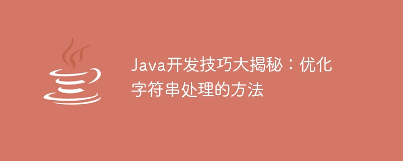 Java开发技巧大揭秘：优化字符串处理的方法