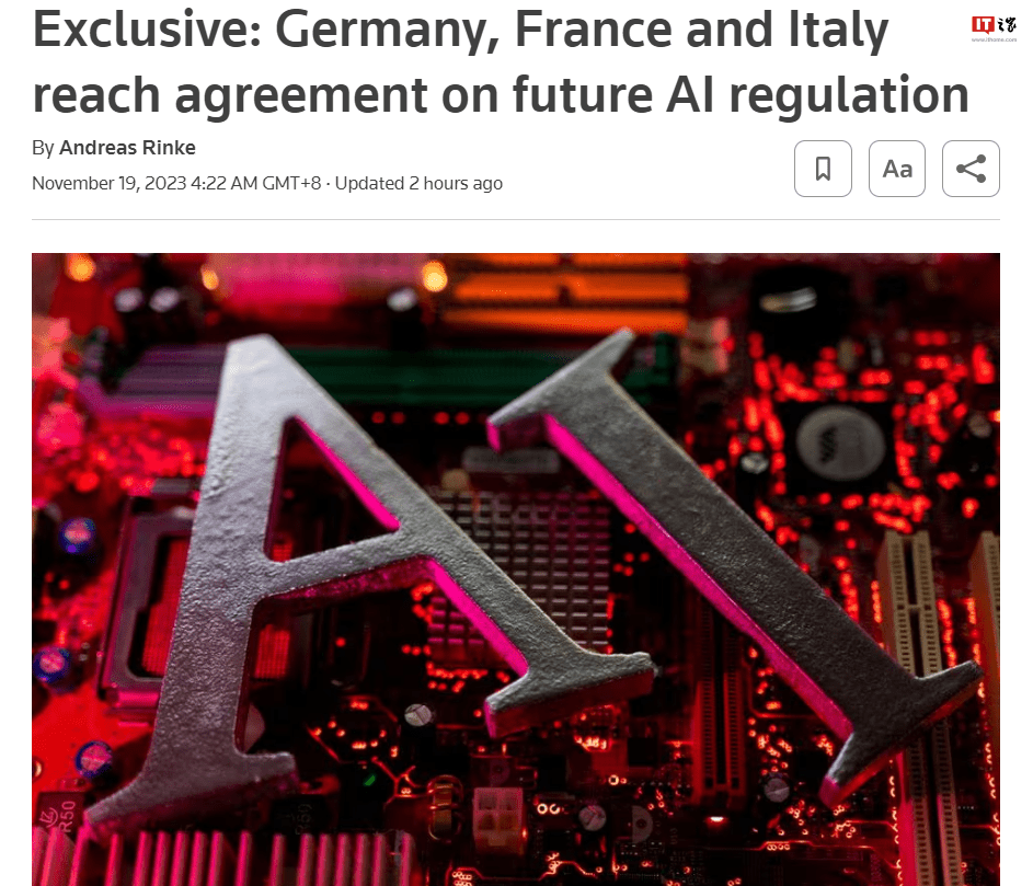 德国、法国和意大利就未来AI监管达成协议