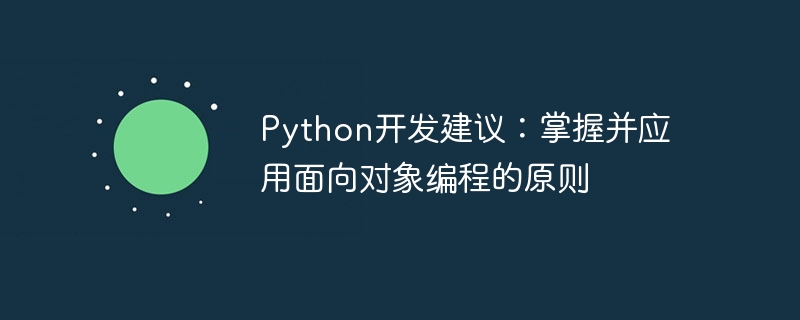 Python开发建议：掌握并应用面向对象编程的原则