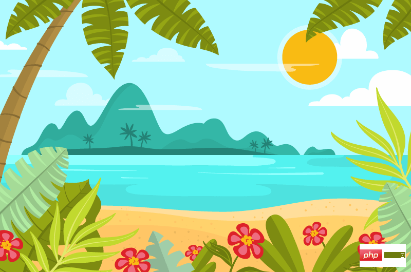 椰子树沙滩和小岛设计夏天背景矢量素材(AI+EPS)