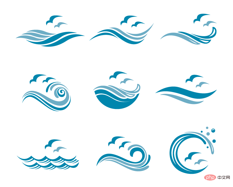 九个简单的大海海洋 logo 矢量素材(EPS+PNG)